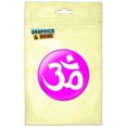 thumbnail image 1 of Om Aum Yoga White on Hot Pink Refrigerator Button Magnet, 1 of 2