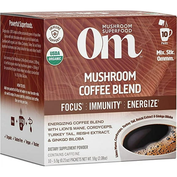 Om - Coffee Mushroom Blend - Case Of 10-.20 Oz