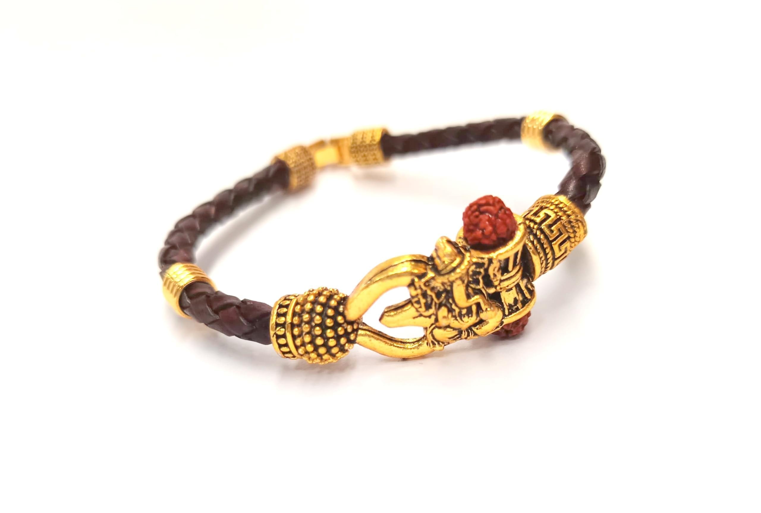 Rudraksha Bracelet With Golden Beads – For Good Luck, Positive Energy & Protection - View #2