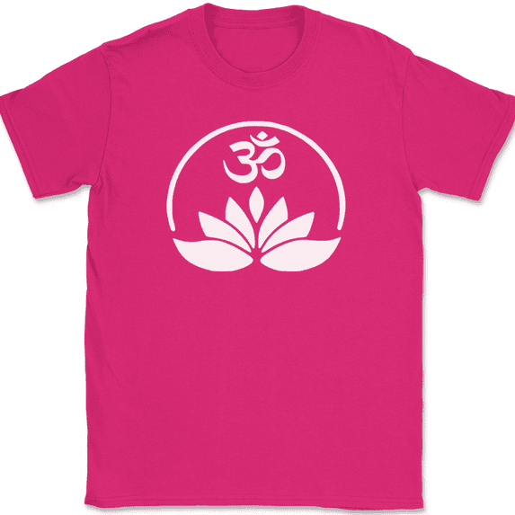 Om Flower Sunrise T-Shirt Hindu Buddhist Religious Spiritual Graphic Tee - Pink, 4XL