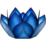 Om Gallery Lotus Tea Light Candle Holder - Capiz Shell, Blue Lagoon