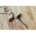 thumbnail image 1 of Om Jewels 14K White Gold Finish Moissanite Round Cut Solitaire Cross Women Pendant Free Chain, 1 of 3