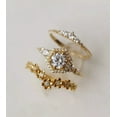 thumbnail image 1 of Om Jewels 14K Yellow Gold Finish His & Her Cubic Zirconia Wedding Engagement Cluster Trio Ring Set, 1 of 4