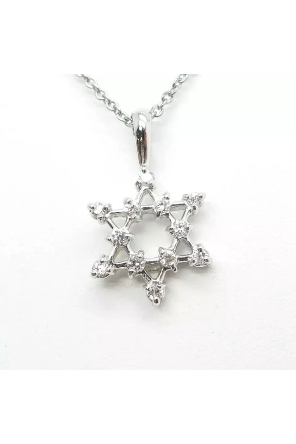 D/VVS1 Round Cut Moissanite 14K White Gold Plated Star David Women Pendant Chain
