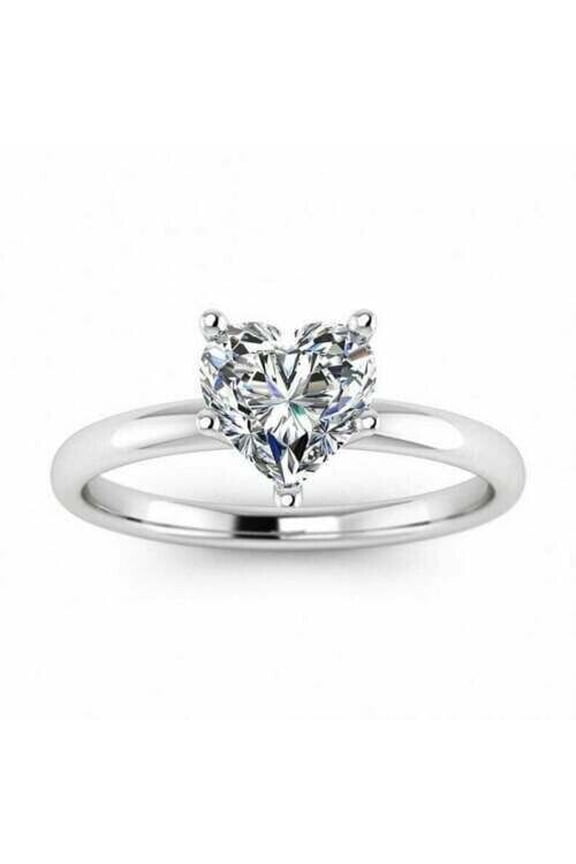 Heart Cut Moissanite D/VVS1 Engagement Wedding Solitaire Ring for Women 14K White Gold Finish