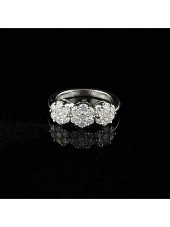 Round Cut Moissanite Engagement Wedding Women Ring 14K White Gold Plated Silver