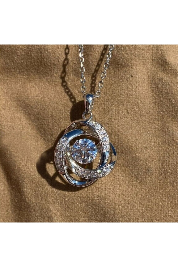 Women's Round Cut Moissanite 14K White Gold Plated Solitaire Pendant Free Chain 18"