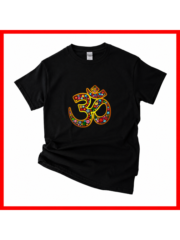 Om Logo Black White Yoga Unisex T-Shirt, Up to 5XL