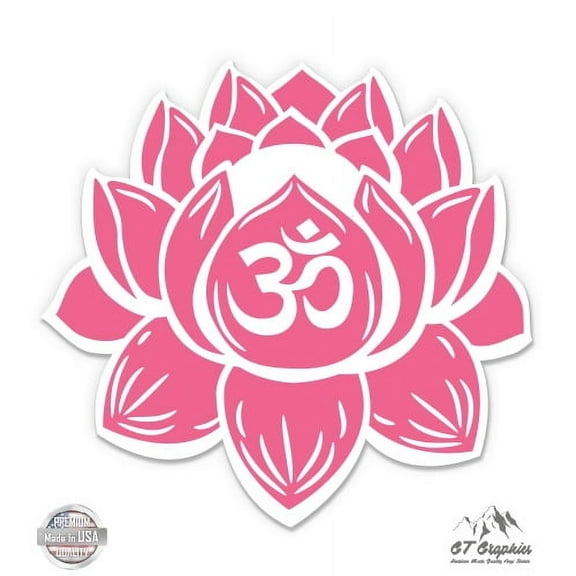 Om Lotus Beautiful Pink - 5" Vinyl Sticker - For Car Laptop I-Pad - Waterproof Decal