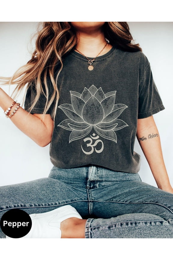 Om Lotus Flower Shirt Zen Yoga Meditation Graphic Design Comfort Colors Unisex Cotton T-Shirt, Size S-3XL