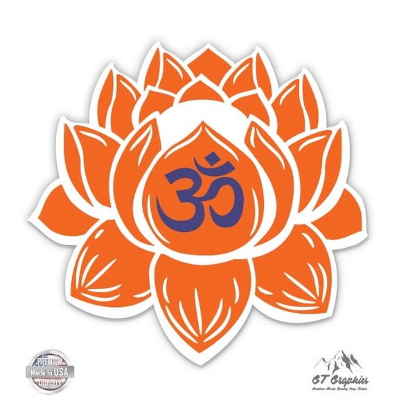 Om Lotus Orange - 3" Vinyl Sticker - For Car Laptop I-Pad Phone Helmet Hard Hat - Waterproof Decal
