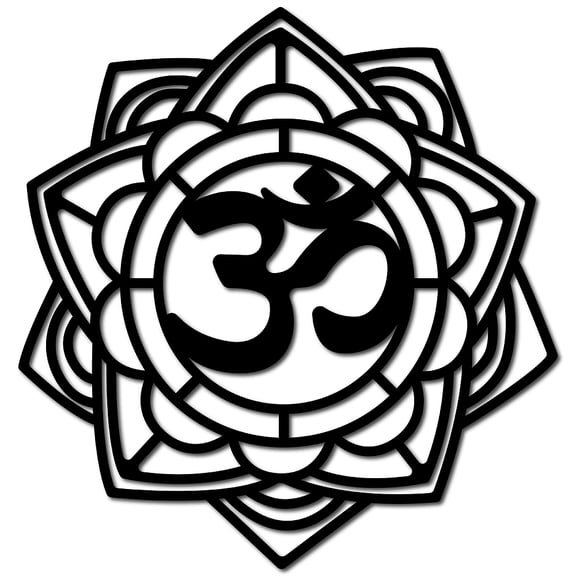 Om Lotus Wall Decor Wooden Wall Art Flower Wood Sign Laser Cut Basswood Silhouette Decorative Hanging Sculpture Spiritual Symbol