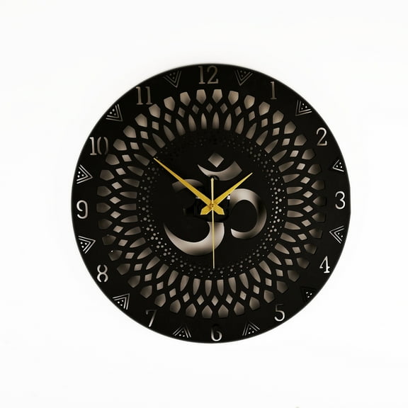 Om Mandala Minimalist Wooden Wall Clock - Modern Oversize Wood Clock - Large Wall Clock - Wall Clock Unique - Retro Wall Clock - Wood Clock