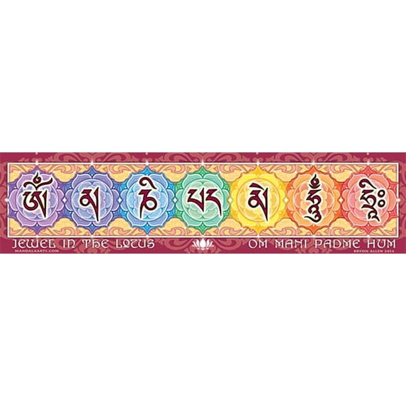 Om Mani Padme Hum Bumper Sticker Decal for Autos, Laptops, Skateboards, Water Bottles