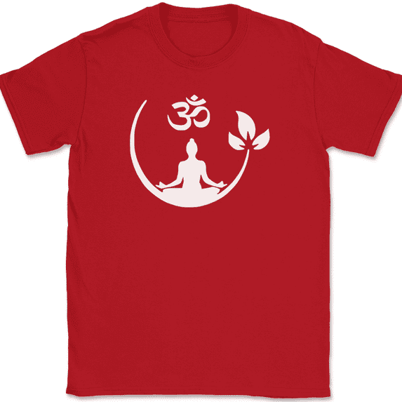 Om Meditation T-Shirt Hindu Buddhist Religious Spiritual Graphic Gift Tee - Red, 5XL