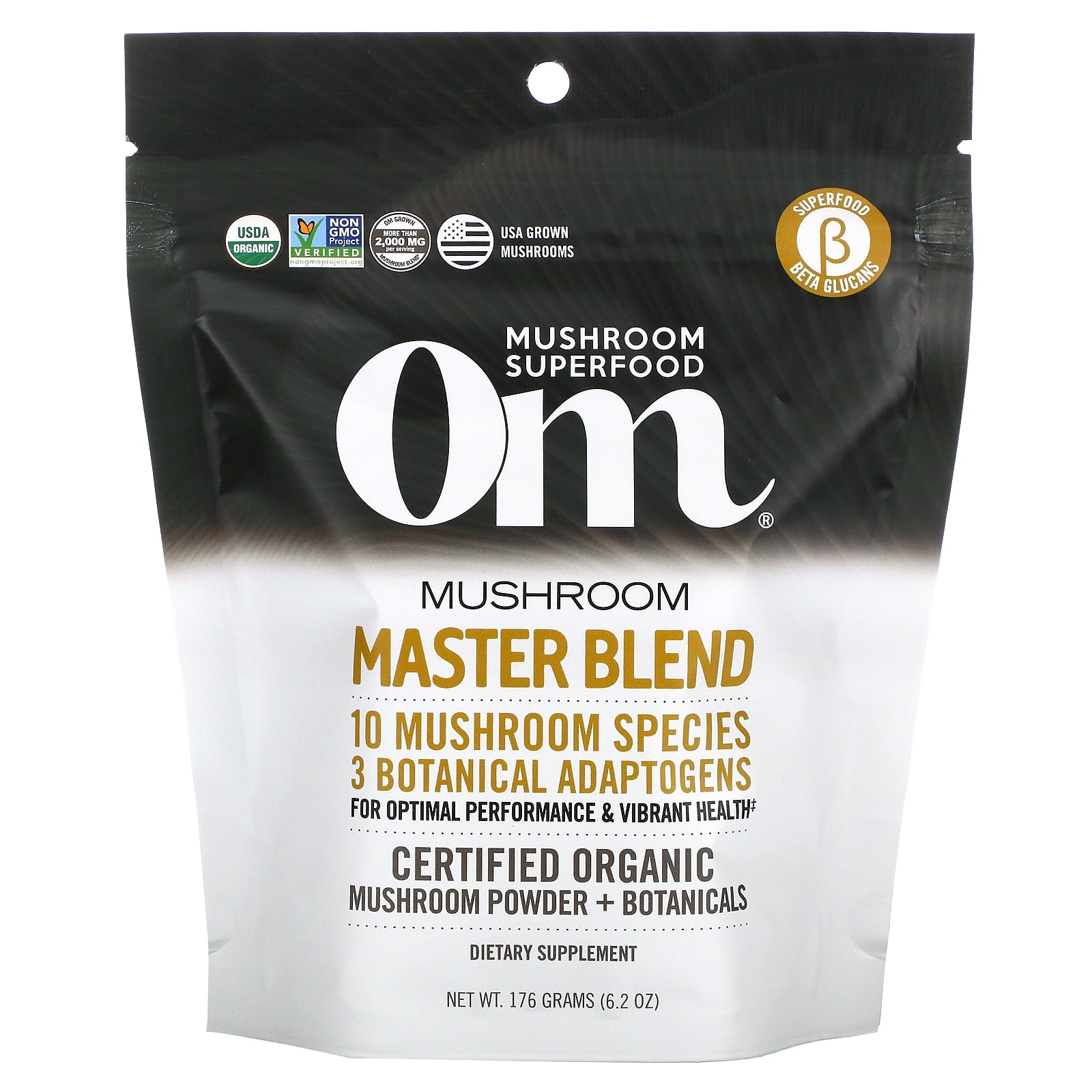 Om Mushroom Master Blend Organic Powder with Botanicals, 67 Servings