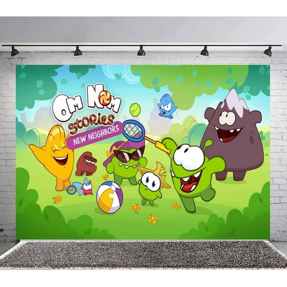 Om Nom Stories Backdrop Banner Party Supplies Poster Movie Theme Background for Photography Birthday Decorations