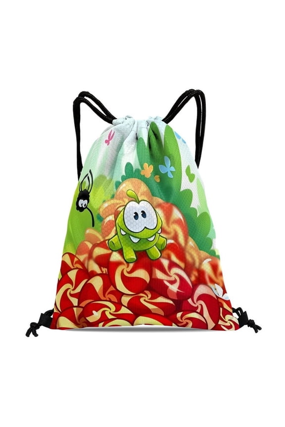 Om Nom pattern with drawstring pocket 15.7 * 17.7 inches comfortable fabric fashionable and practical showcasing style