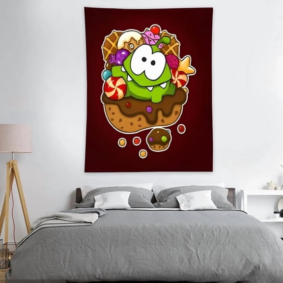 Om Nom tapestry 40 x 60 inches with vivid colors realistic details easy to hang and clean adding artistic charm