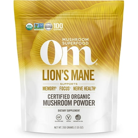 Om Organic Mushroom Superfood Powder, Lions Mane Support Memory, 7.05 Oz, 2 Pack