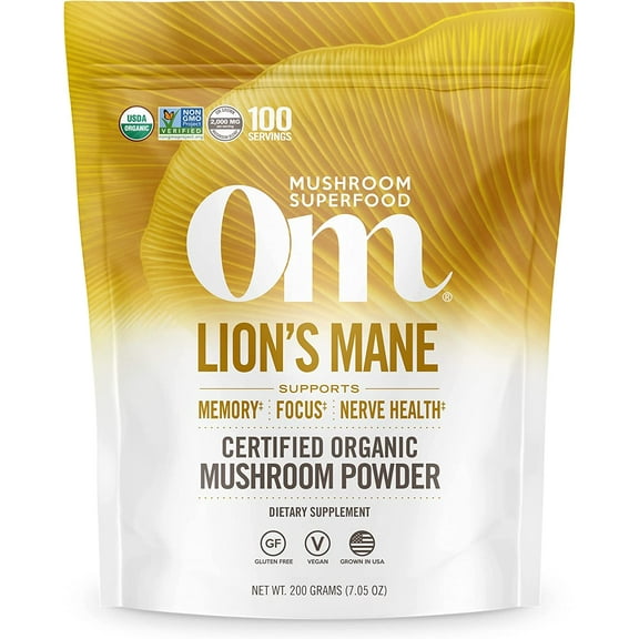 Om Organic Mushroom Superfood Powder, Lions Mane Support Memory, 7.05 Oz, 2 Pack