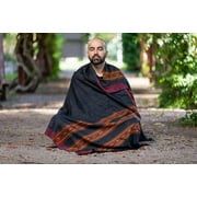 Om Shanti Crafts Meditation Shawl or Blanket, Wool Shawl/Wrap, Oversize Scarf/Stole, Unisex, Large.  Dark Grey
