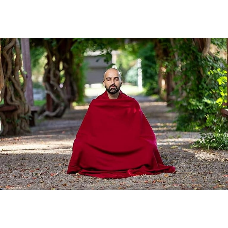 Om Shanti Crafts Meditation Shawl or Blanket, Exotic Shawl/Wrap, Oversize  Scarf or Stole. Unisex, Red, 7' X 3.5