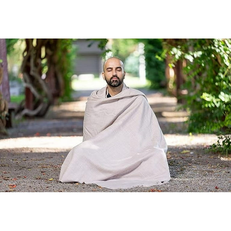 Om Shanti Crafts Meditation Shawl or Prayer Shawl or Meditation Blanket,  Shawl/Wrap, Oversize Scarf/Stole. Large. Unisex. Beige.