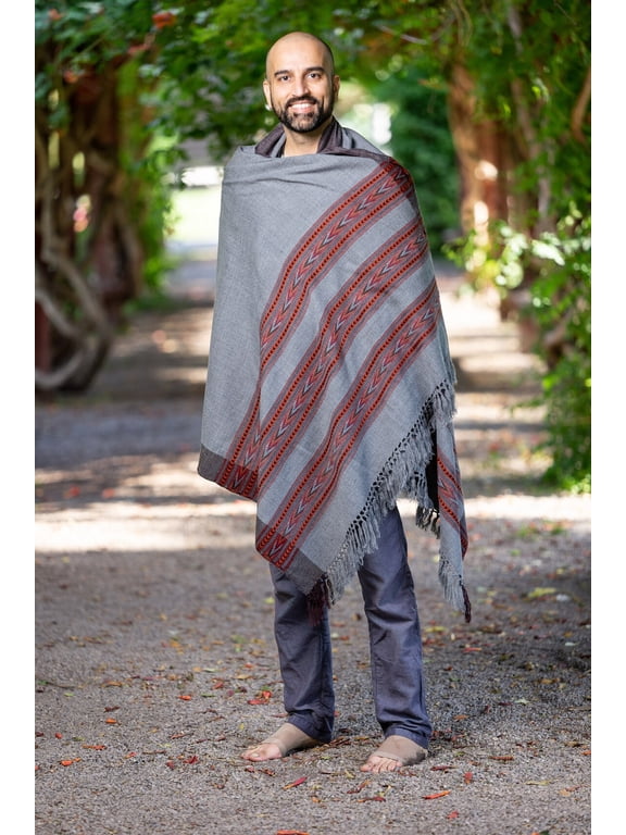 Meditation or Prayer Shawl or Plain Blanket, Wool Shawl/Wrap, Oversize Scarf. Unisex. Light Grey
