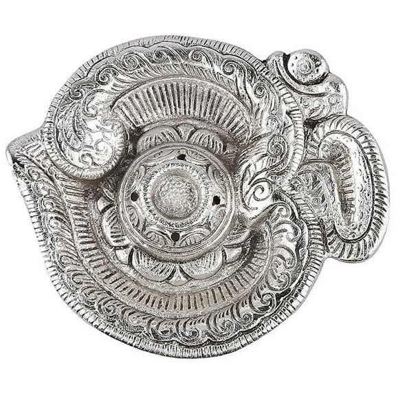 Om Shaped Metal Silver Plated Incense Stick Holder (Agarbati Stand)