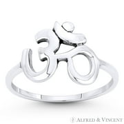 ALFRED & VINCENT Om Symbol Hindu / Buddhist Charm Right-Hand Ring in Oxidized .925 Sterling Silver