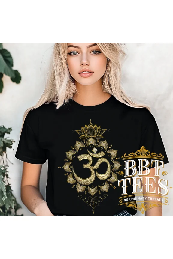 Om Symbol Mandala Shirt - Gold Sacred Yoga Tee - Spiritual Lotus T-Shirt | DTG | eBay