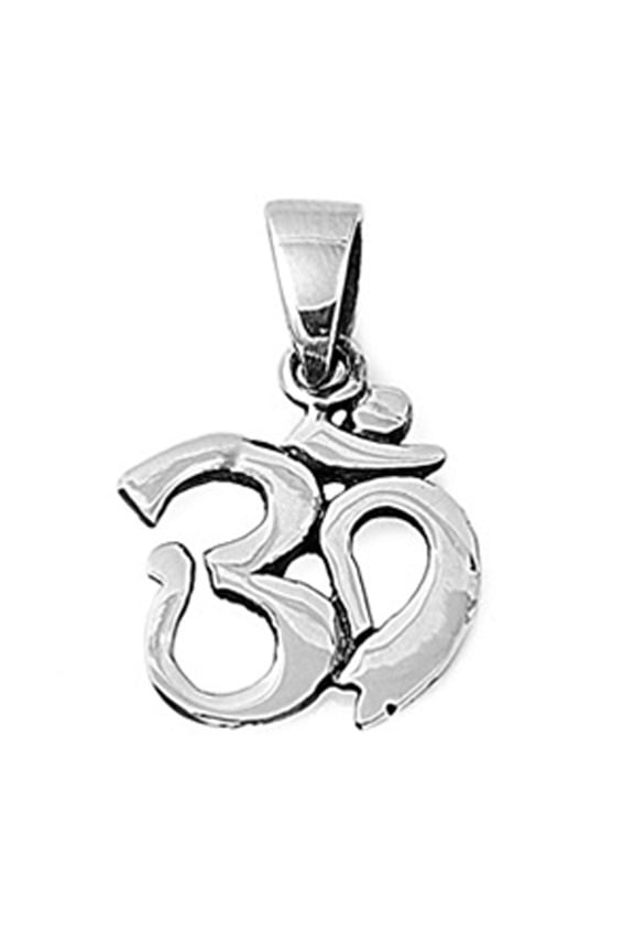 Om Symbol Pendant .925 Sterling Silver Hinduism Buddhism Aum Sacred Charm Jewelry Female Unisex