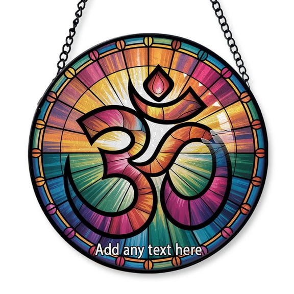 Om Symbol Stained Glass Suncatcher Window Hanging Custom Text Window Hanging to Hang on Christmas Tree, Gift for Family, Friends, Man & Woman, Christmas 2025 HFGxCB