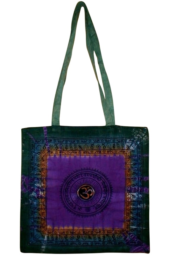 Om Tie Dye Tote Bag School Office Shop 16 x 18 Purple