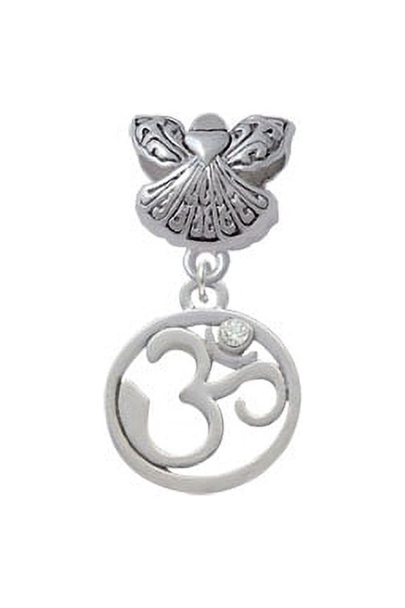 Om in Circle with Clear Crystal - Guardian Angel Charm Bead