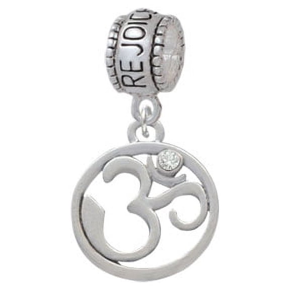 Om in Circle with Clear Crystal - Rejoice Charm Bead