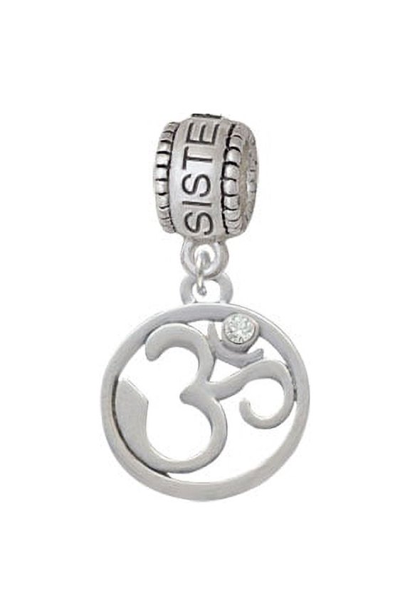 Om in Circle with Clear Crystal - Sister Charm Bead