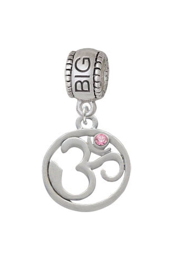 Om in Circle with Pink Crystal - Big Sister Charm Bead