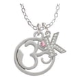 thumbnail image 1 of Om in Circle with Pink Crystal - K - Crystal Initial Sophia Necklace, 18"+1", 1 of 2