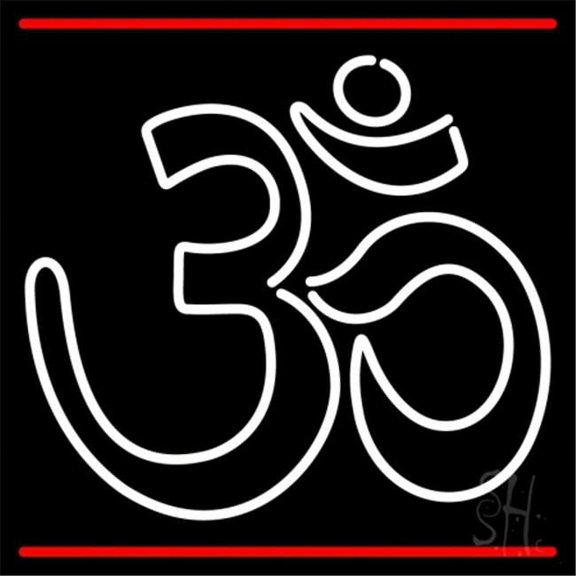 Om with Line Neon Sign, 24 x 3 x 24 in.