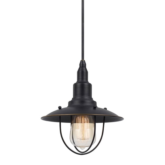 Oma 8 Inch Modern Pendant Light, Industrial Style, Dark Bronze Metal Frame- Saltoro Sherpi