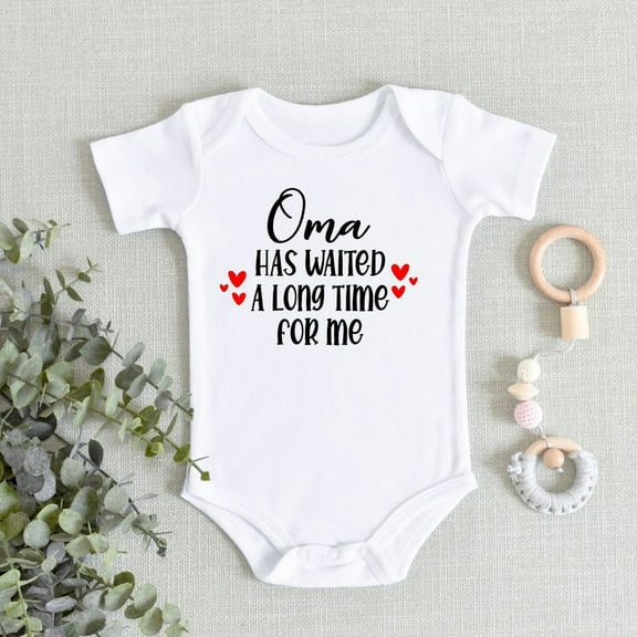 Oma Baby Bodysuit, My Oma Loves Me Bodysuit, Oma Has Waited A Long Time For Me, New Grandma Baby Bodysuit, New Grandbaby Cute Baby Onesie, BABY BODYSUIT LAT 4424