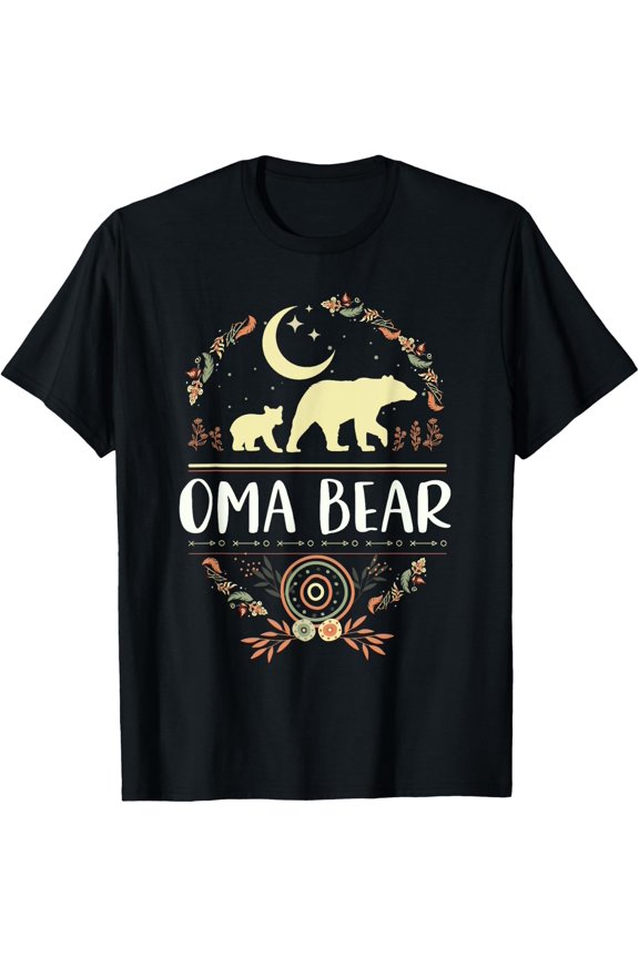 Oma Bear Floral Family Grandma Bear Boho T-Shirt Size S-5XL