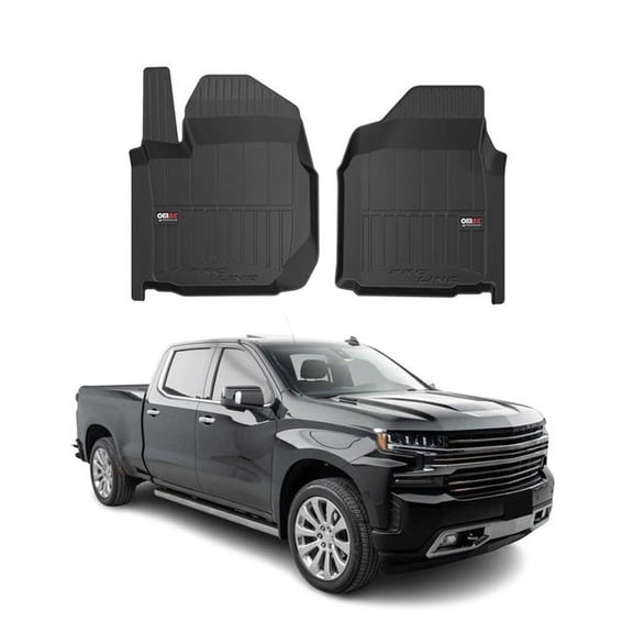 Omac USA 1636454 Proline Premium TPE Floor Mat for 2019 Chevrolet Silverado IV 3500 Regular Cab, Black - 2 Piece