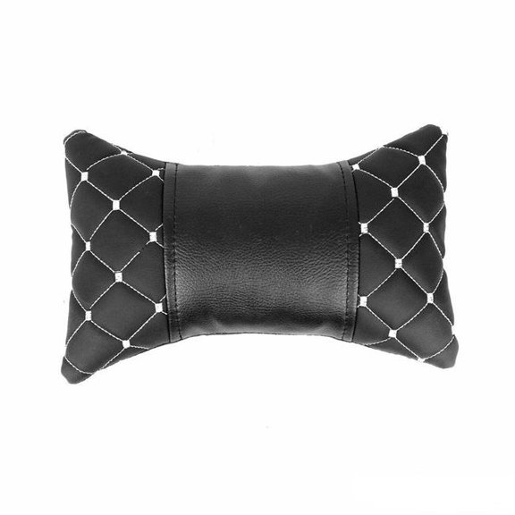 Omac USA 96322-BS1 Universal Head Shoulder Rest Pad PU Leather Neck Pillow, White & Black