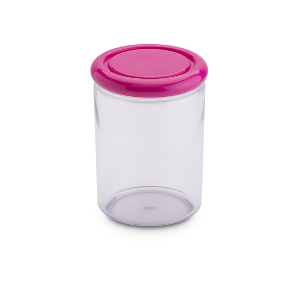 Omada Acrylic Airtight Storage Container: Sugar Flour Container and Pasta Container - Storage Jar for Food Toiletries Office Supplies ? Dishwasher Safe Storage Containers Cylinder ? 33.8 Oz ? Pink Lid