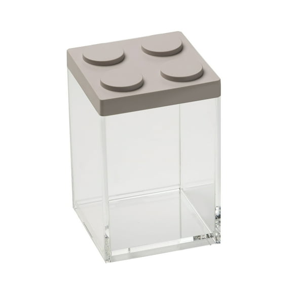 Omada Acrylic Brick Storage Container: Durable Brick-Like Storage Canisters ? Thick Acrylic Jar for Food, Craft Supplies, Cosmetics ? 33 Ounce (1 Liter) Container ? Airtight and BPA Free ? Gray Lid