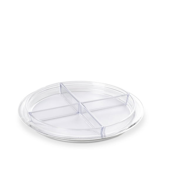 Omada Acrylic Sectional Serving Platter: Four Section Divided Serving Dish for Fruit, Vegetables, Appetizers, Condiments ? Dishwasher Safe and BPA Free Sectional Plate with Removable Sections