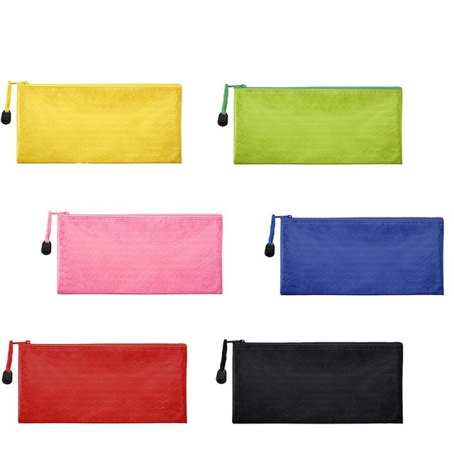 Omagie 6 Pieces 6 Colors Zipper Waterproof Bag Pencil Pouch for